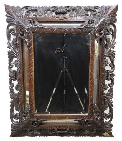 OAK FRAMED BEVELED WALL MIRRORLarge