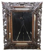 OAK FRAMED BEVELED WALL MIRROR