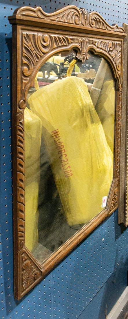 OAK FRAMED MIRROR WITH SCROLLED