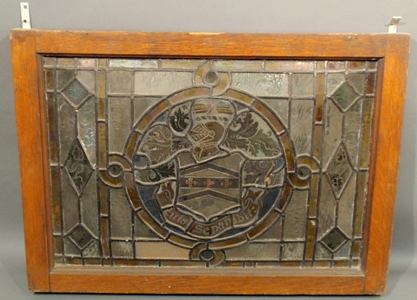 Oak framed stained glass armorial