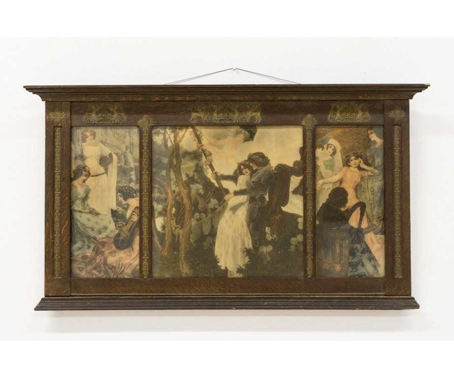 Oak framed triptic print of muses