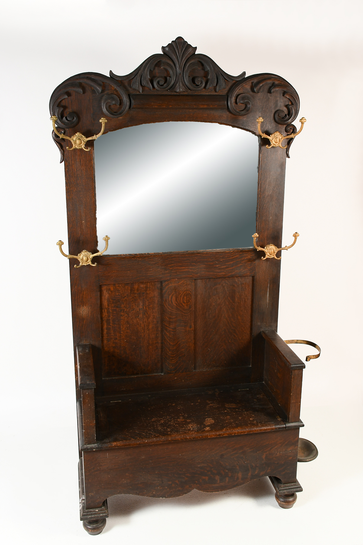 OAK HALL BENCH/HAT RACK: Fumed