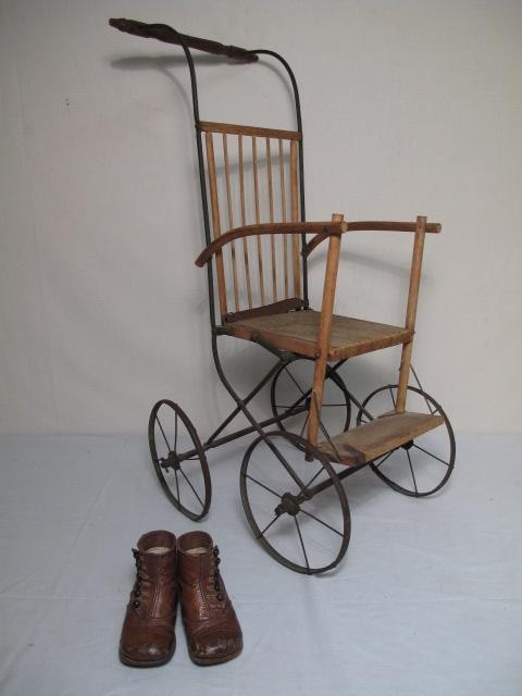 Oak handle iron wheels and mounts