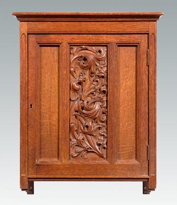 Oak hanging wall cabinet, door with