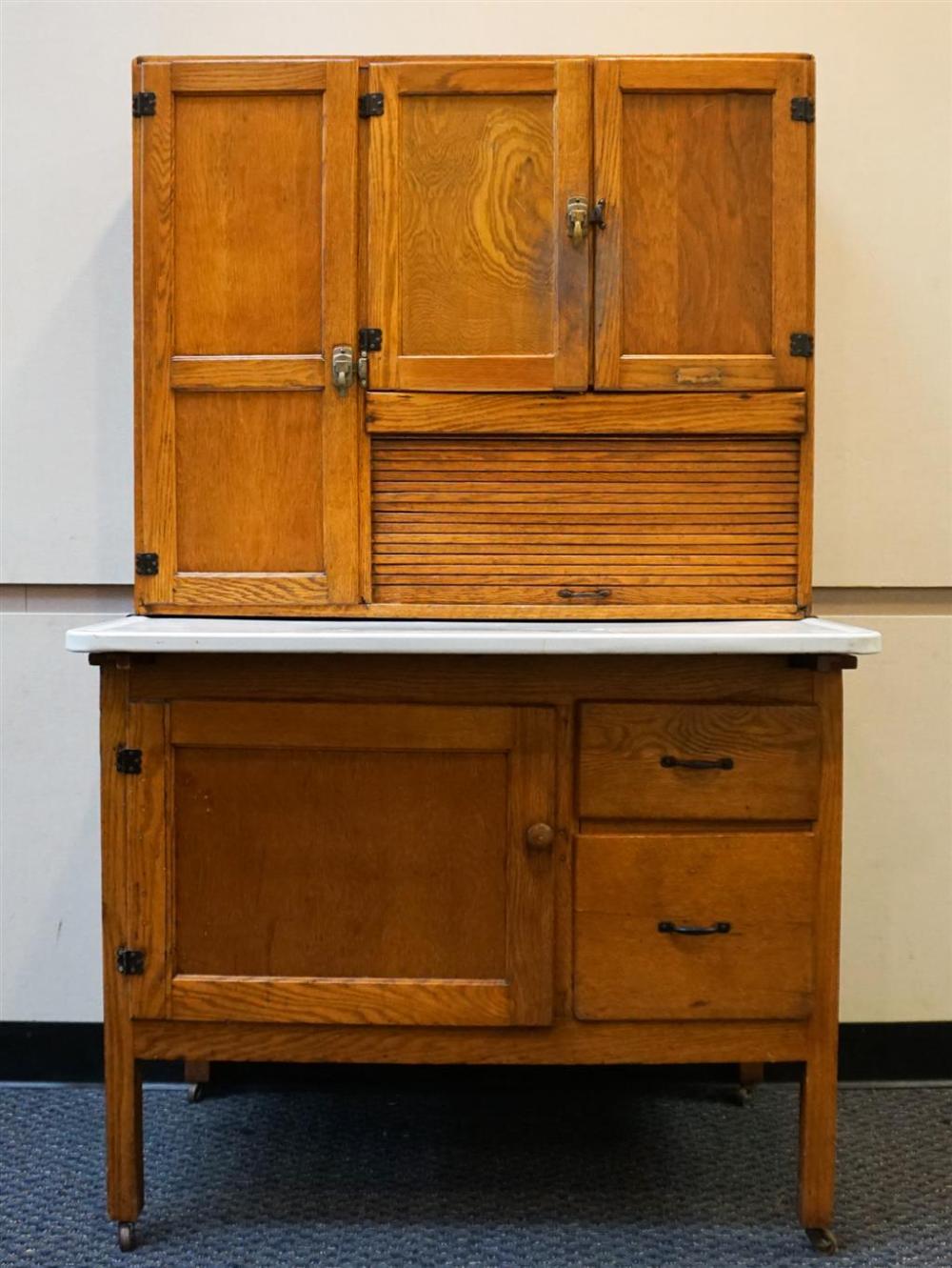OAK HOOSIER-TYPE TWO-PART