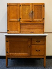 OAK HOOSIER-TYPE TWO-PART CABI