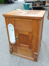OAK ICE BOX WITH DOOR & TWO RE