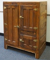 OAK ICEBOX, HEIGHT: 48 INCHES;