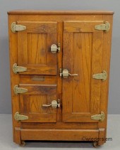 Oak icebox with original label