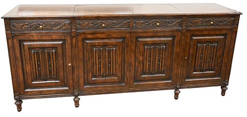 OAK JACOBEAN STYLE SIDEBOARD,