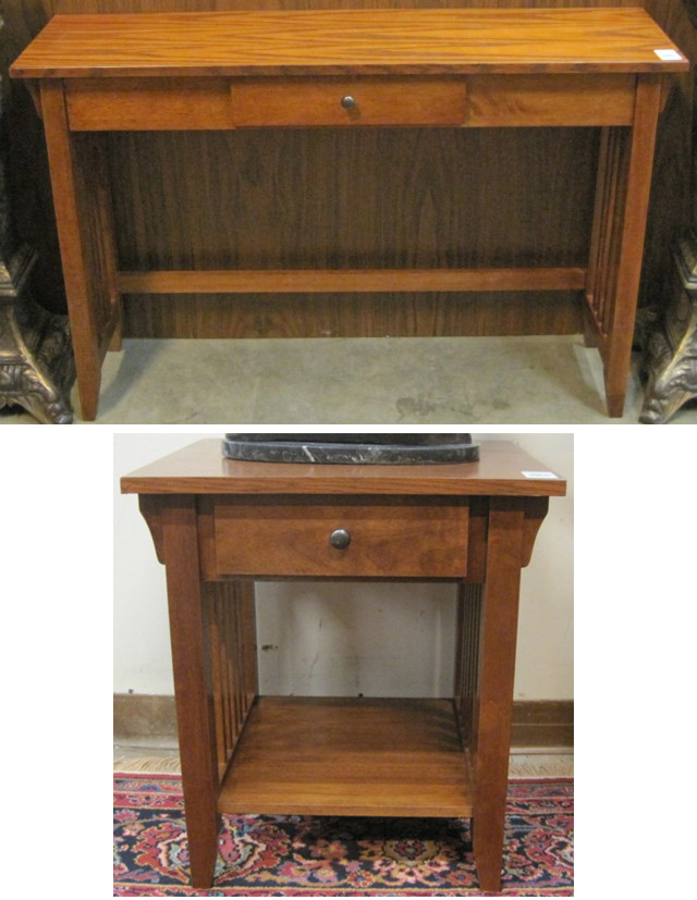 OAK LAMP AND SOFA TABLE SET