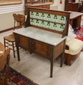 OAK MARBLE-TOP, TILE-BACK WASH