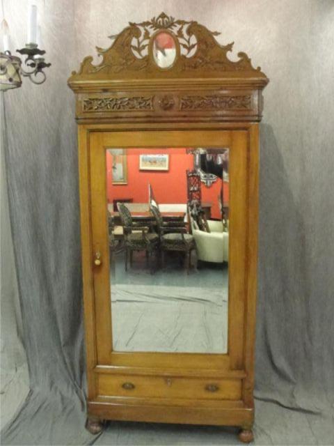 Oak Mirrored Armoire. From a