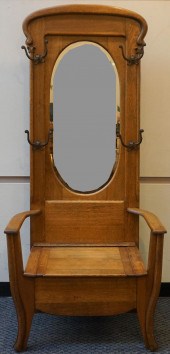 OAK MIRRORED HALL BENCH, 79 X