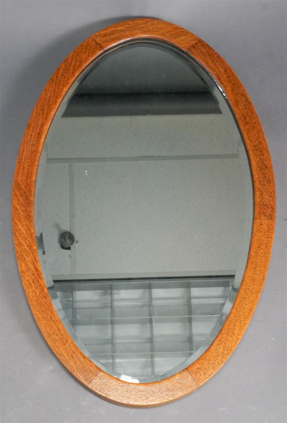 OAK OVAL FRAME BEVEL EDGE MIRROR,