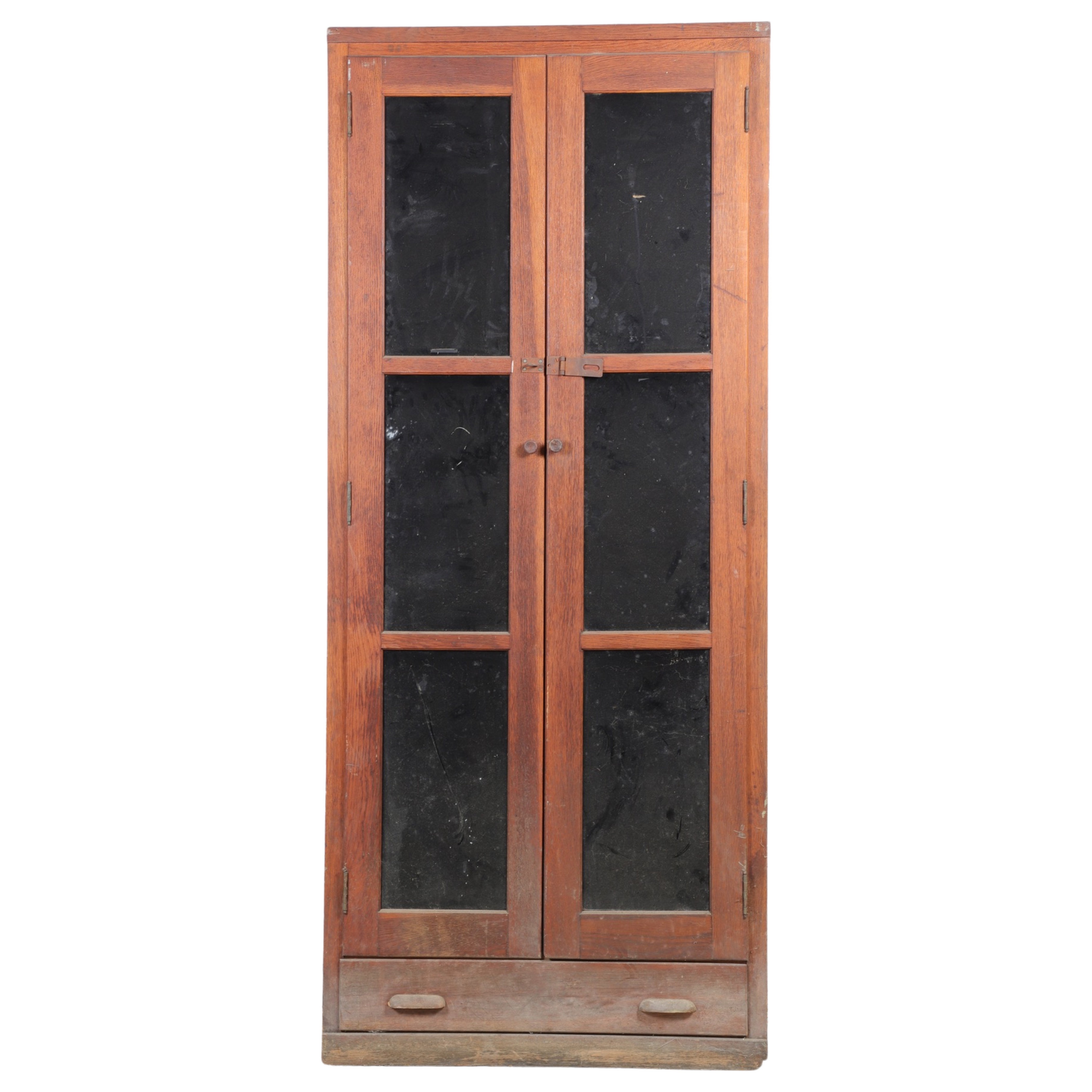 Oak paneled 2-door bookcase,