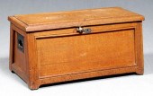 Oak paneled lift-top chest, br