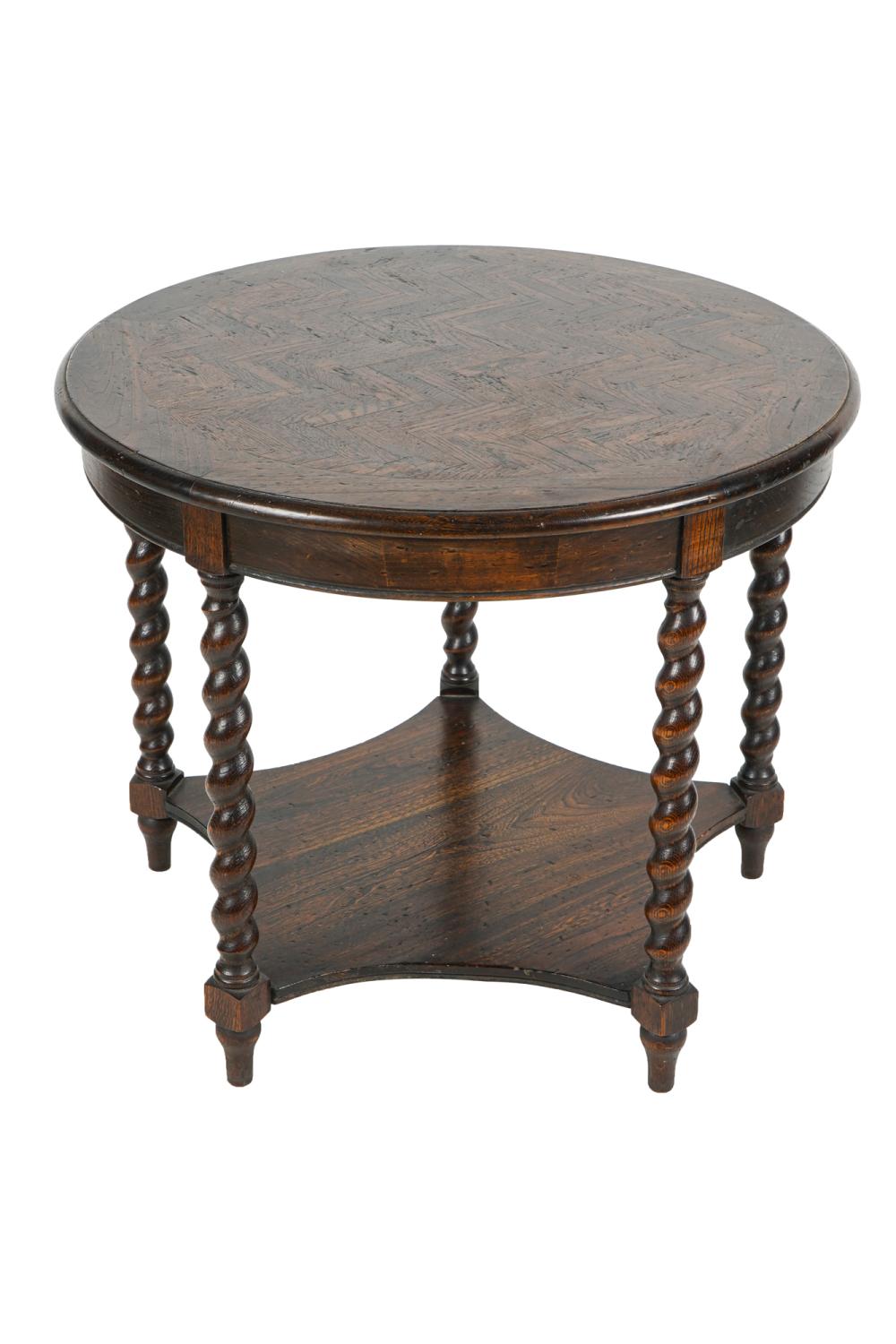OAK PARQUETRY LAMP TABLEwith turned