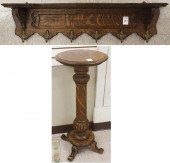 OAK PEDESTAL PLANTSTAND AND WA