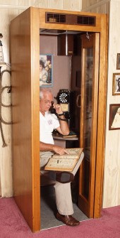 OAK PHONE BOOTH WITH WORKING P