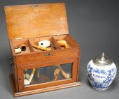 OAK PIPE TOBACCO BOX WITH ASSO