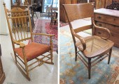 OAK ROCKER AND ARMCHAIR Americ