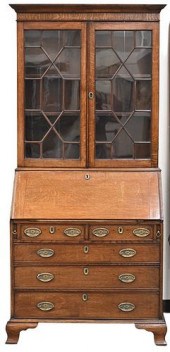 OAK SECRETARY DESK, IN TWO PAR