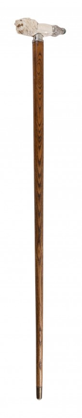 OAK SHAFT WALKING STICK WITH C