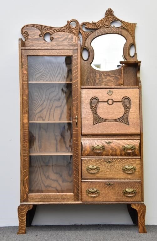 Oak side-by-side, circa 1900 69.5"h