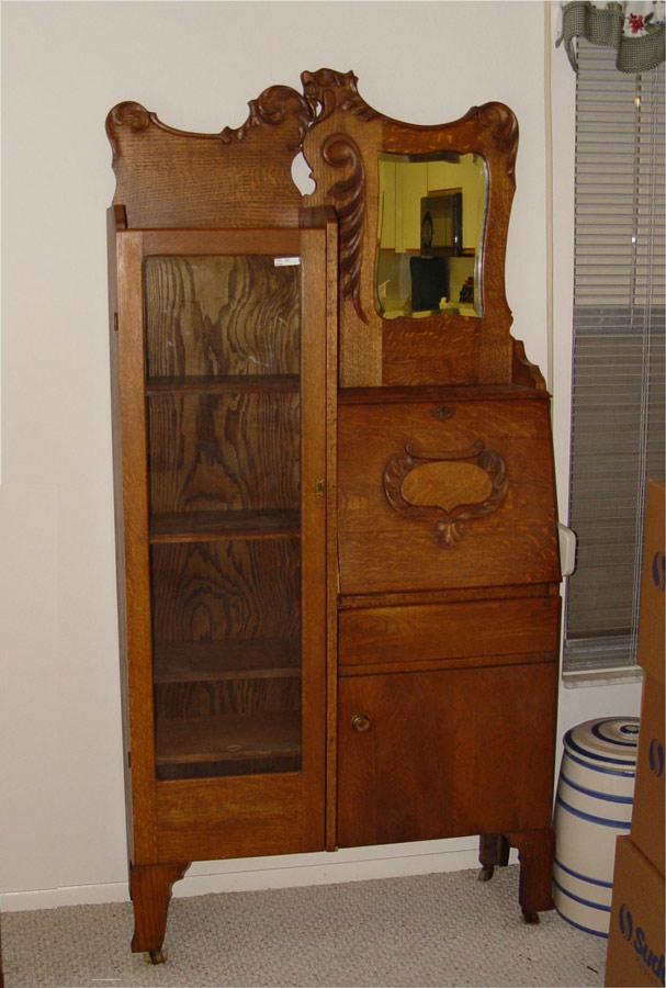 OAK SIDE BY SIDE SECRETARY DESK: