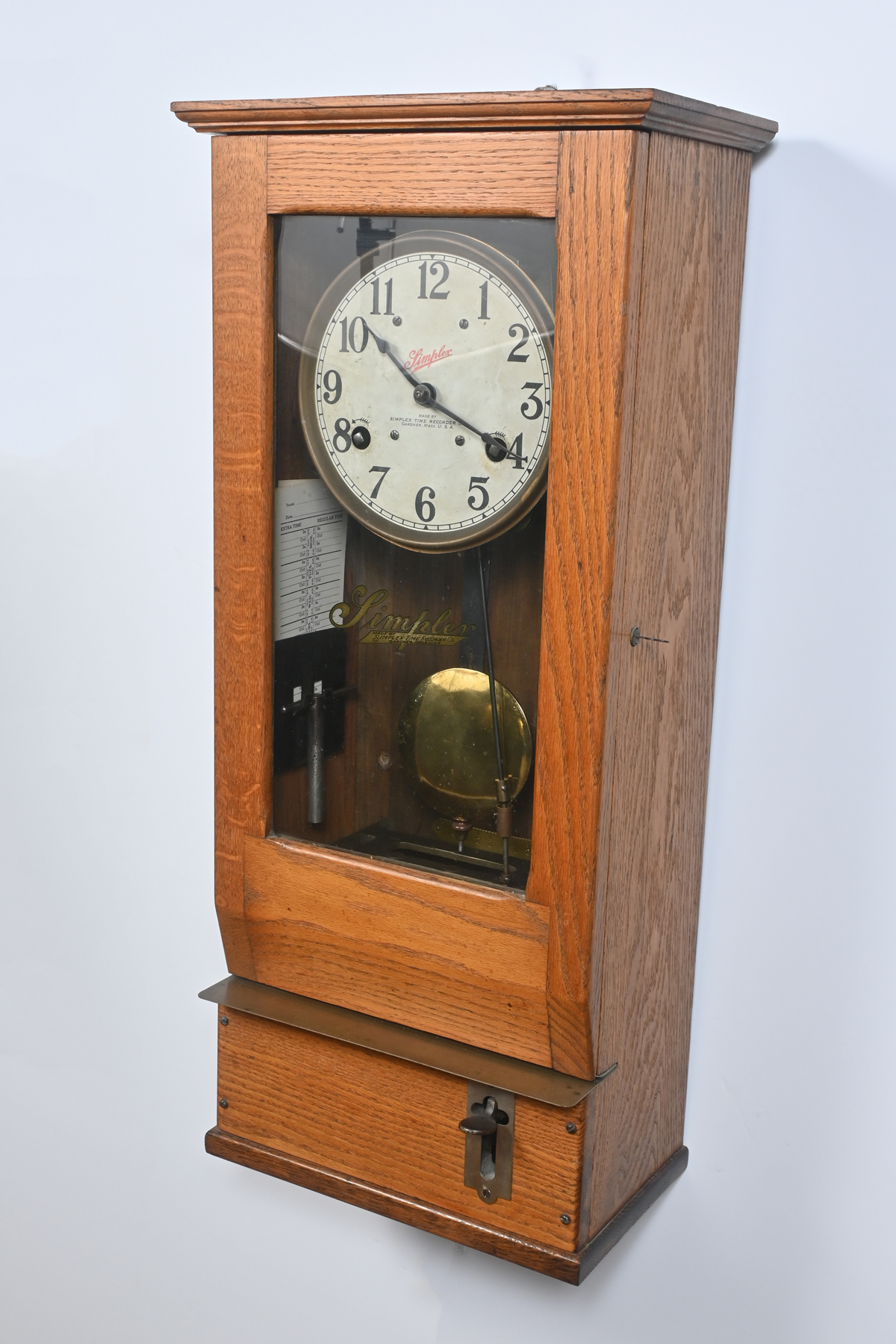 OAK SIMPLEX TIME RECORDER CLOCK