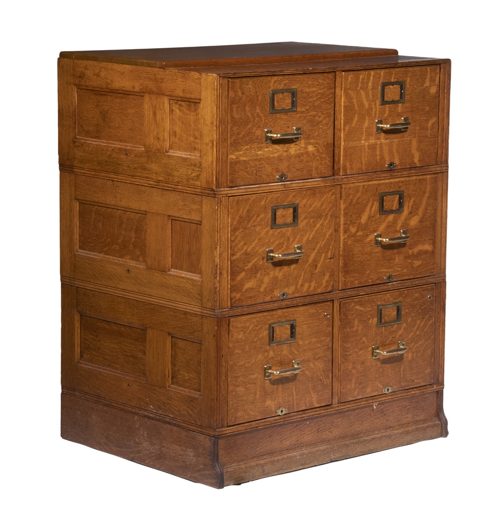 OAK SIX-DRAWER FILE CABINET Early
