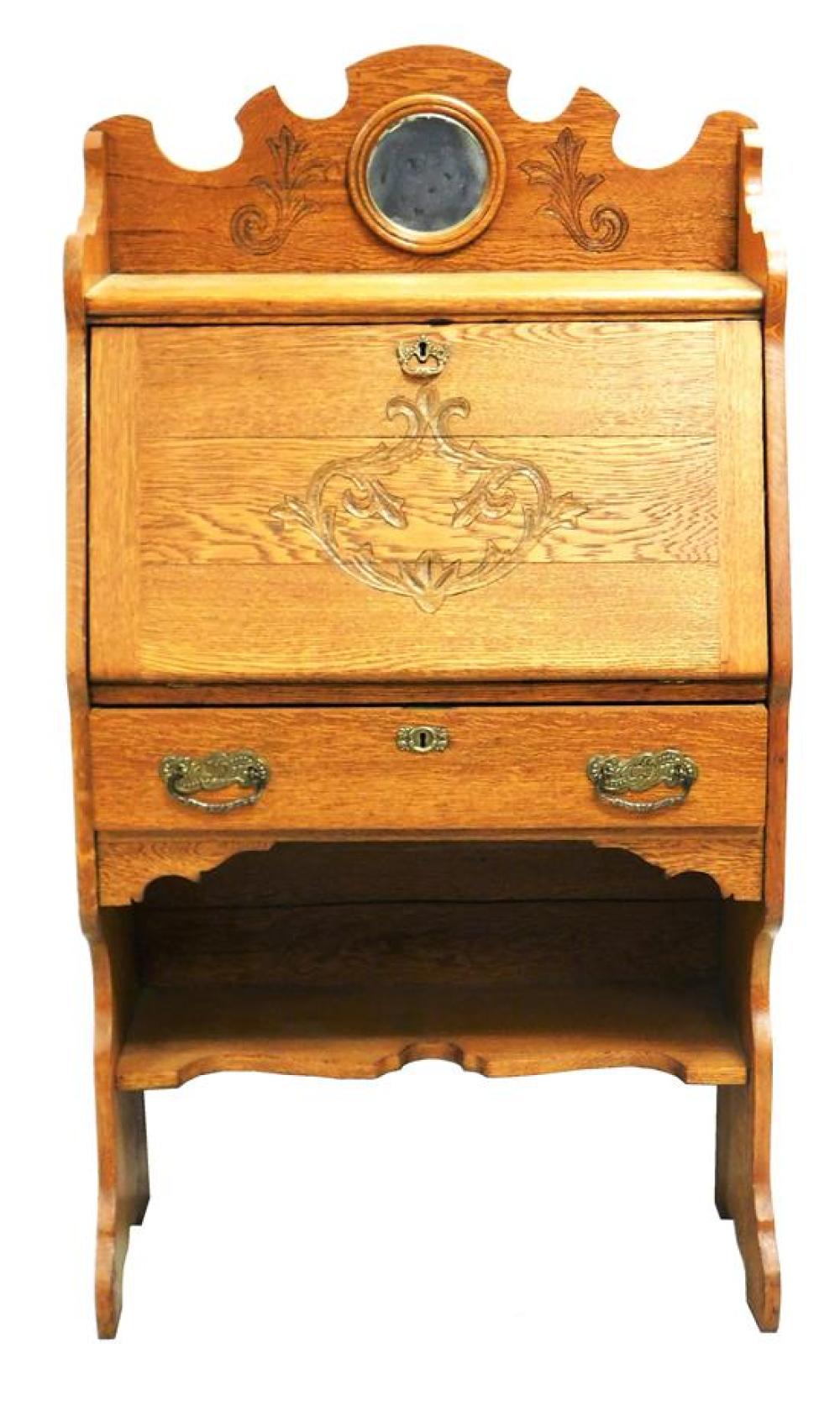 OAK SLANT LID DESK, EARLY 20TH