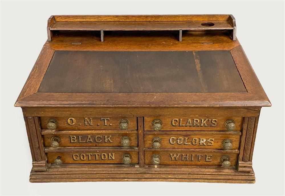 OAK SPOOL CABINET, EARLY 20TH