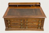 OAK SPOOL CABINET, EARLY 20TH
