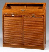 Oak tambour-door map case, hin