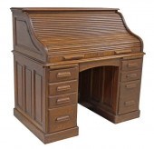 OAK TAMBOUR ROLL-TOP DOUBLE PE