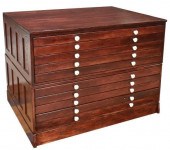 OAK TEN-DRAWER MAP OR PRINT FL