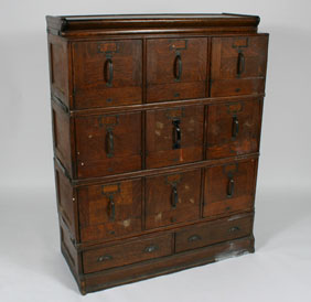 Oak three tier stacking file