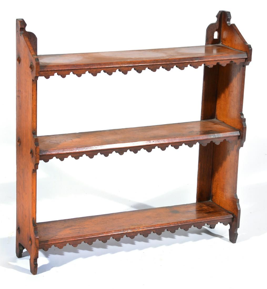 OAK THREE TIER WALL SHELF WITH
