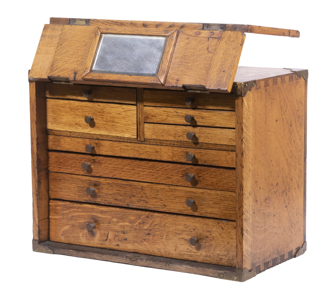 OAK TOOL CHEST Vintage Brass