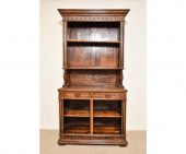 Oak two-piece open shelf cupbo