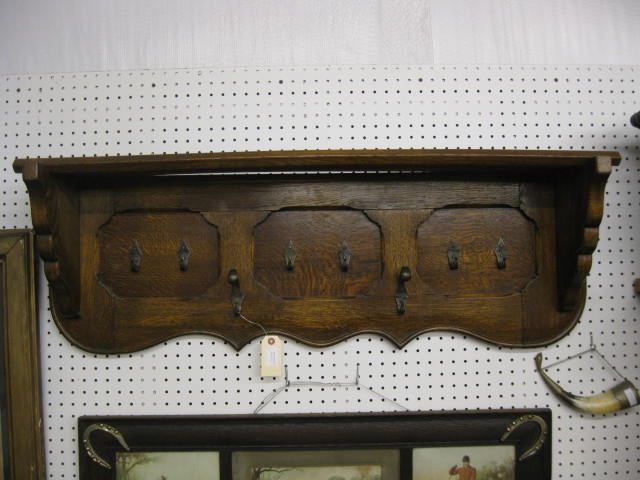 Oak Wall Shelf with Coat & Hat Rack