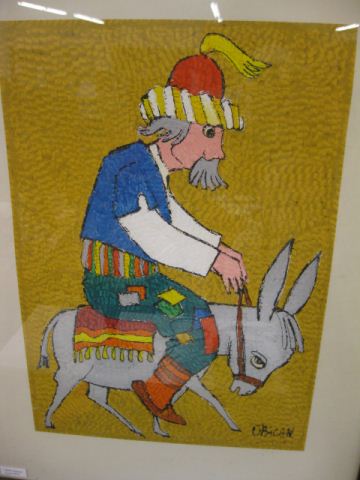 Obican Oil Man Riding a Donkey well
