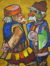 Obican Oil Old Men Gossiping w