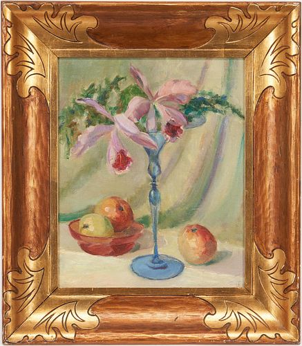 O/C FLORAL STILL LIFE WITH BLUE