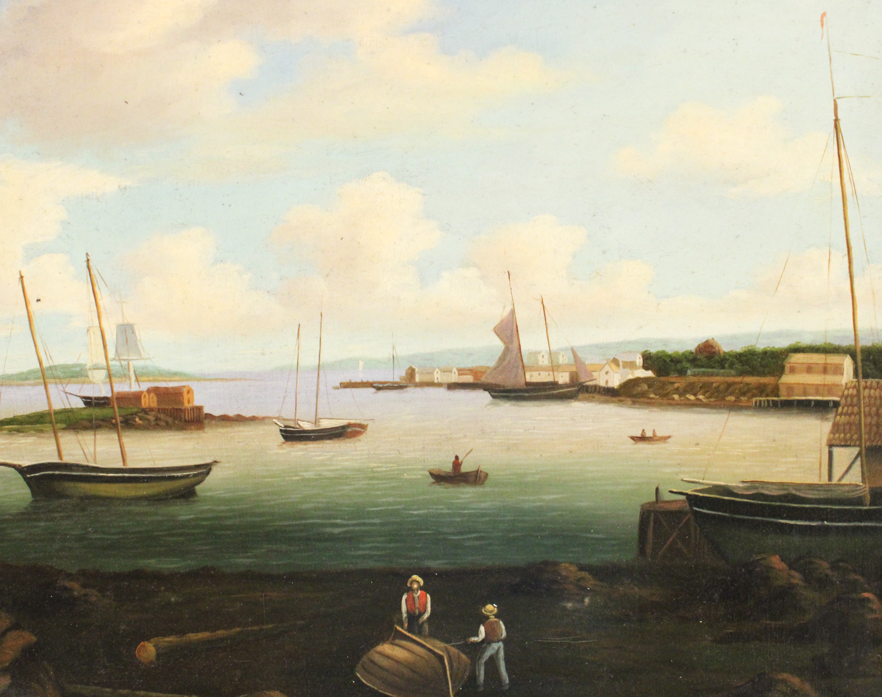 O/C HARBOR SCENE PAINTING OIL ON