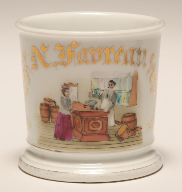 Occupational shaving mug, Grocer.