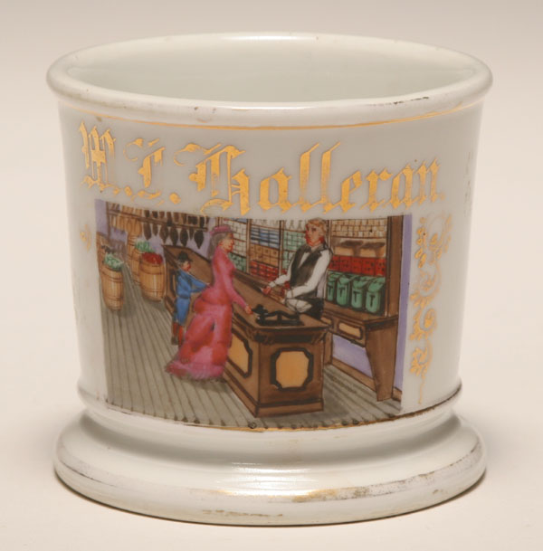 Occupational shaving mug, Grocer.