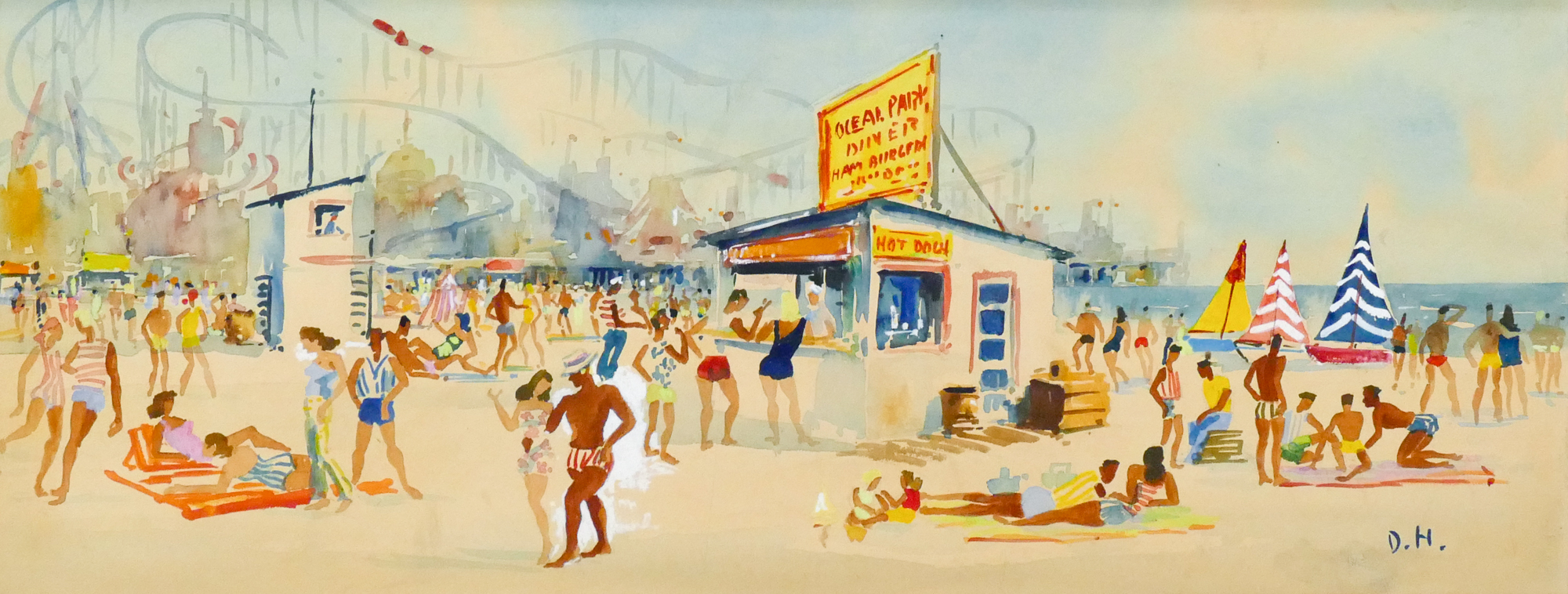 Ocean Park Diner Watercolor